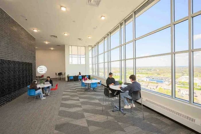 Communal lounge with panoramic views